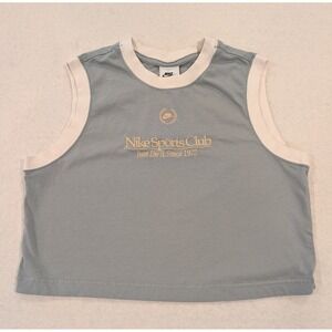 Nike Sports Club Sleeveless Top Just Do It Since 1972 Blue White Women's - Crop